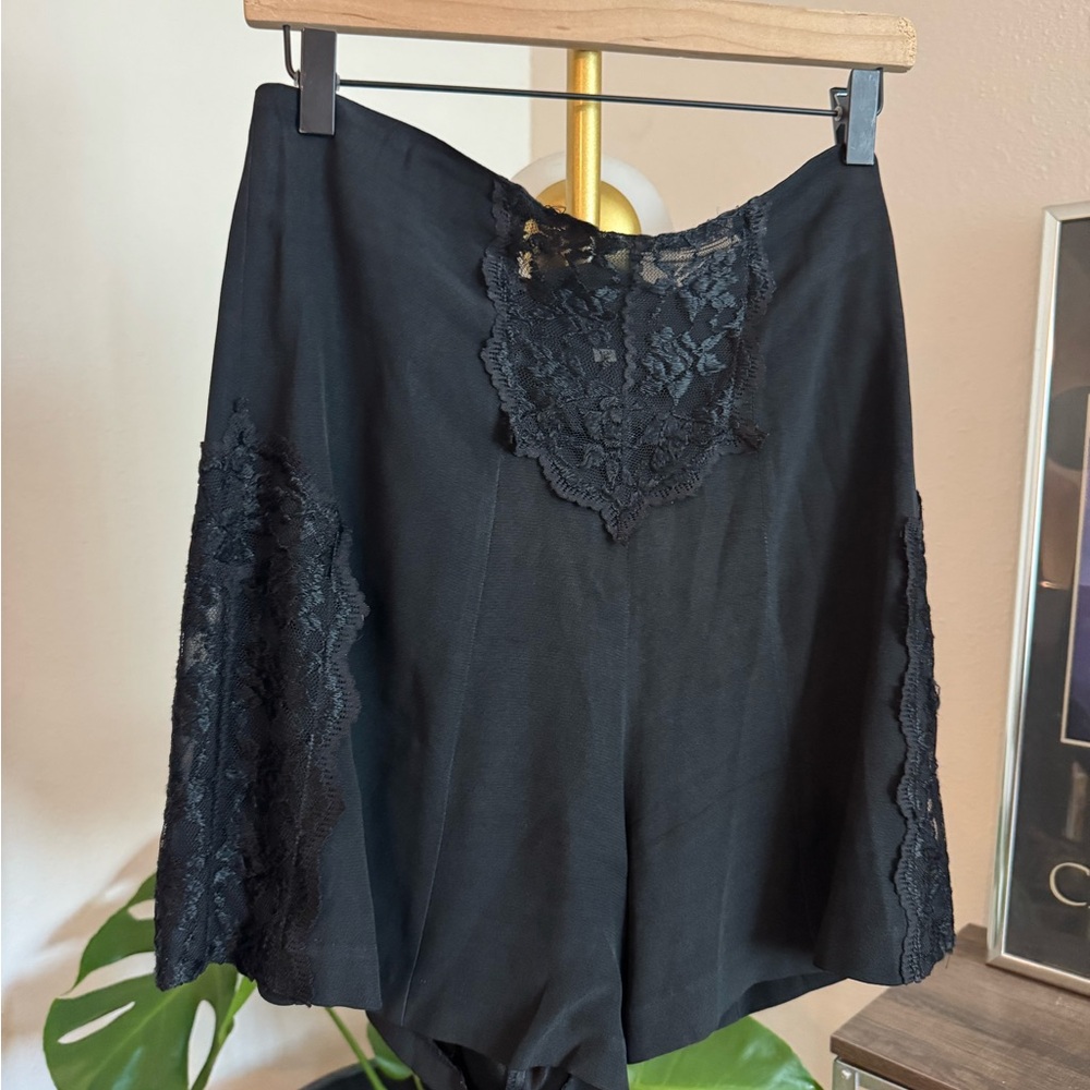 Anna Sui Black Lace High-Rise Shorts